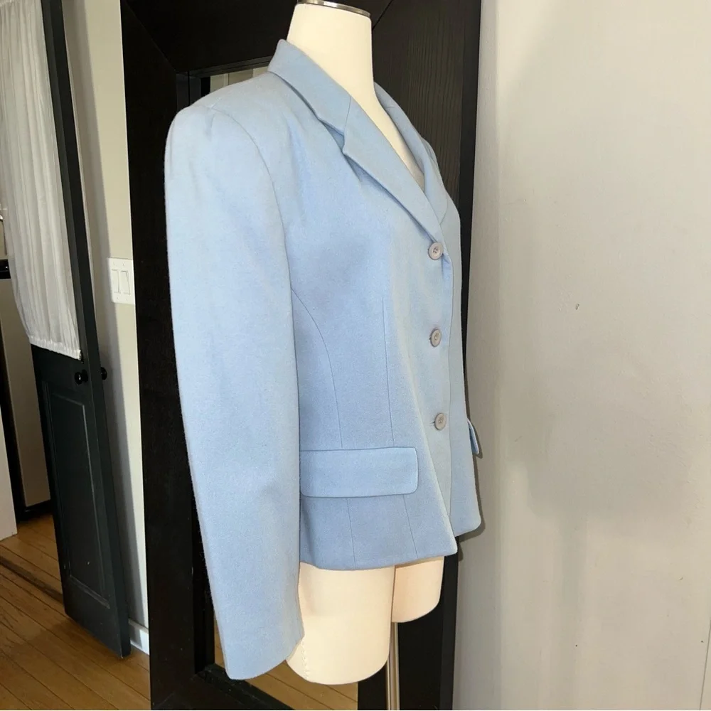 Pendleton Light Blue Wool Blazer – Size 14, Lined with 3-Button Closure - Picture 3 of 11